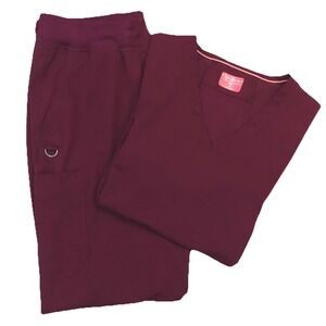 Zavate Ava Therese Scrub Set Womens M Wine Burgundy Top Straight Leg Pants Nurse